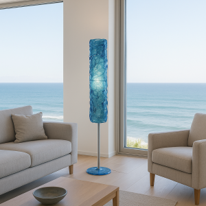 lampada azzurra e blu mare da pavimento
